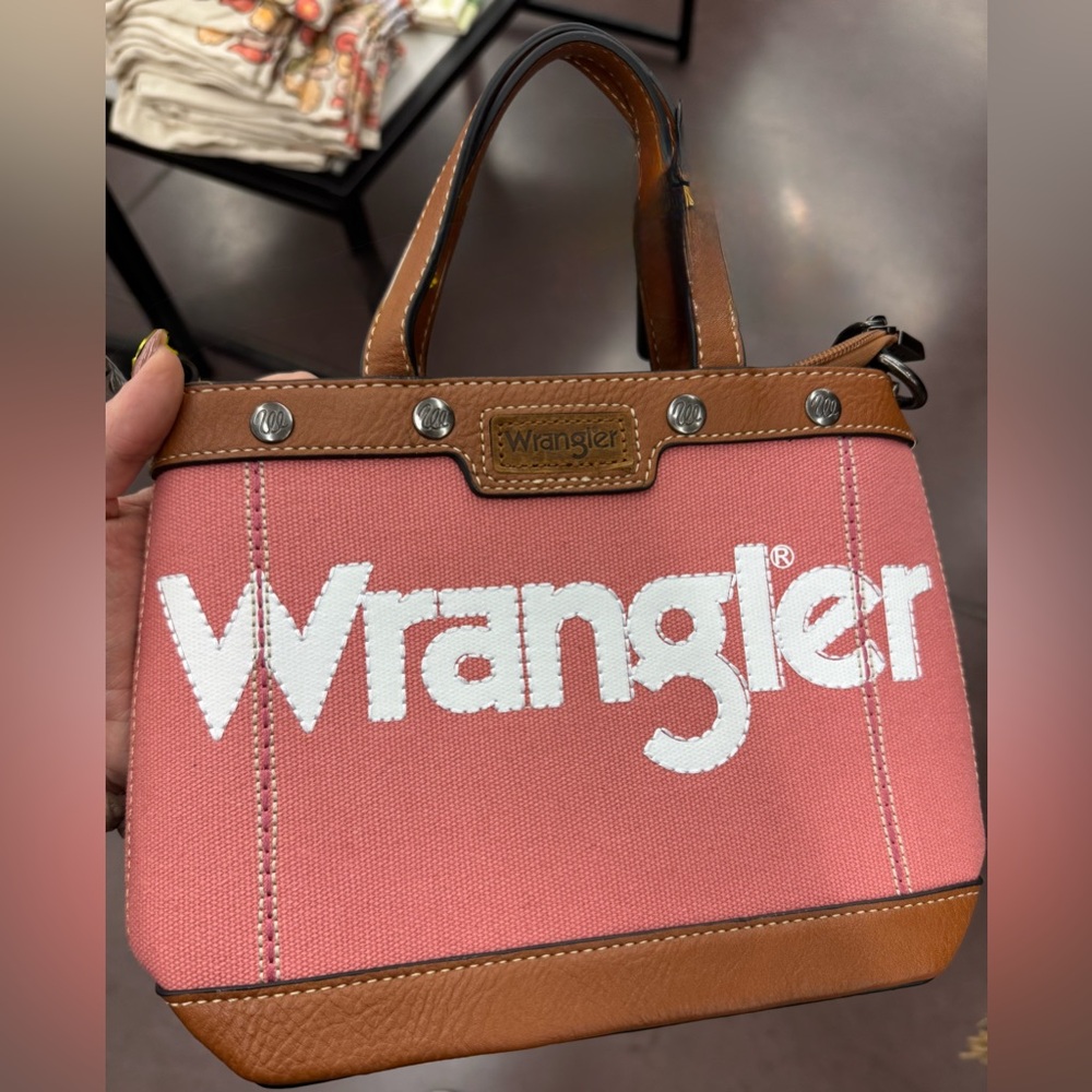 Wrangler Pink and Brown Mini Tote Purse